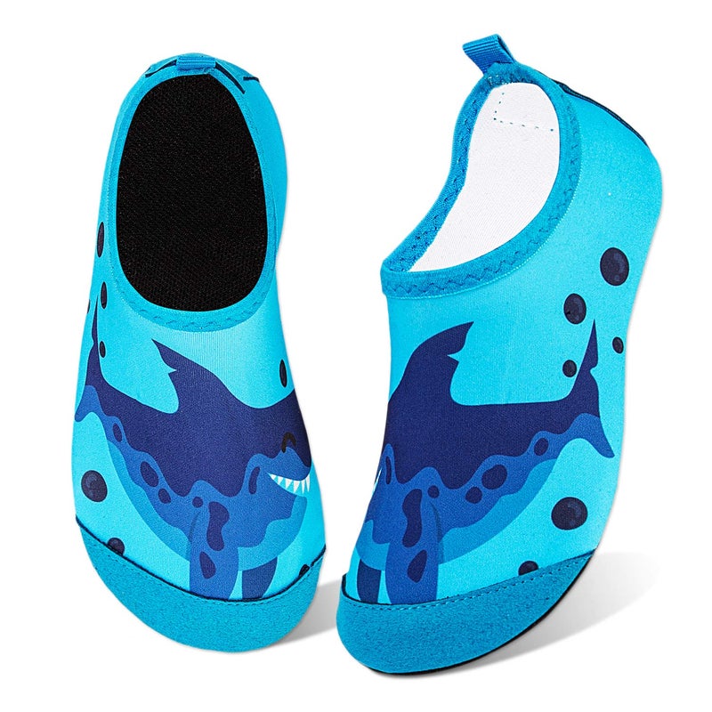 WateLves Kids Water Shoes Toddler Girls Boys Barefoot Non-Slip Quick Dry Aqua Socks for Beach Swim Walking (Deep Sea Shark, 20/21) - Image 1